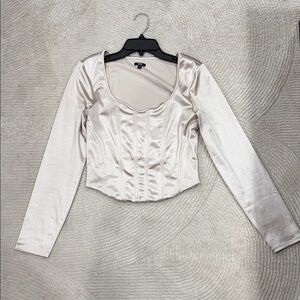 Express Satin Corset Crop Top - Pearl